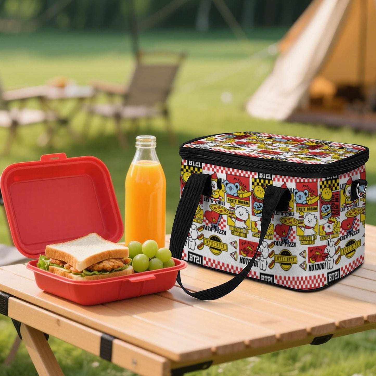 BT21 Inspired Portable Cooler Bag – Insulated Lunch Box & Picnic Travel Tote
