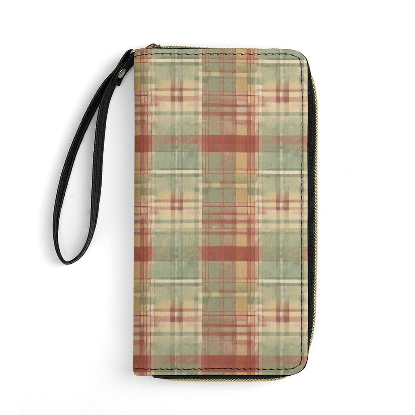 Leather Wallet with Wristlet Strap (2 Pictures on 2 Sides)