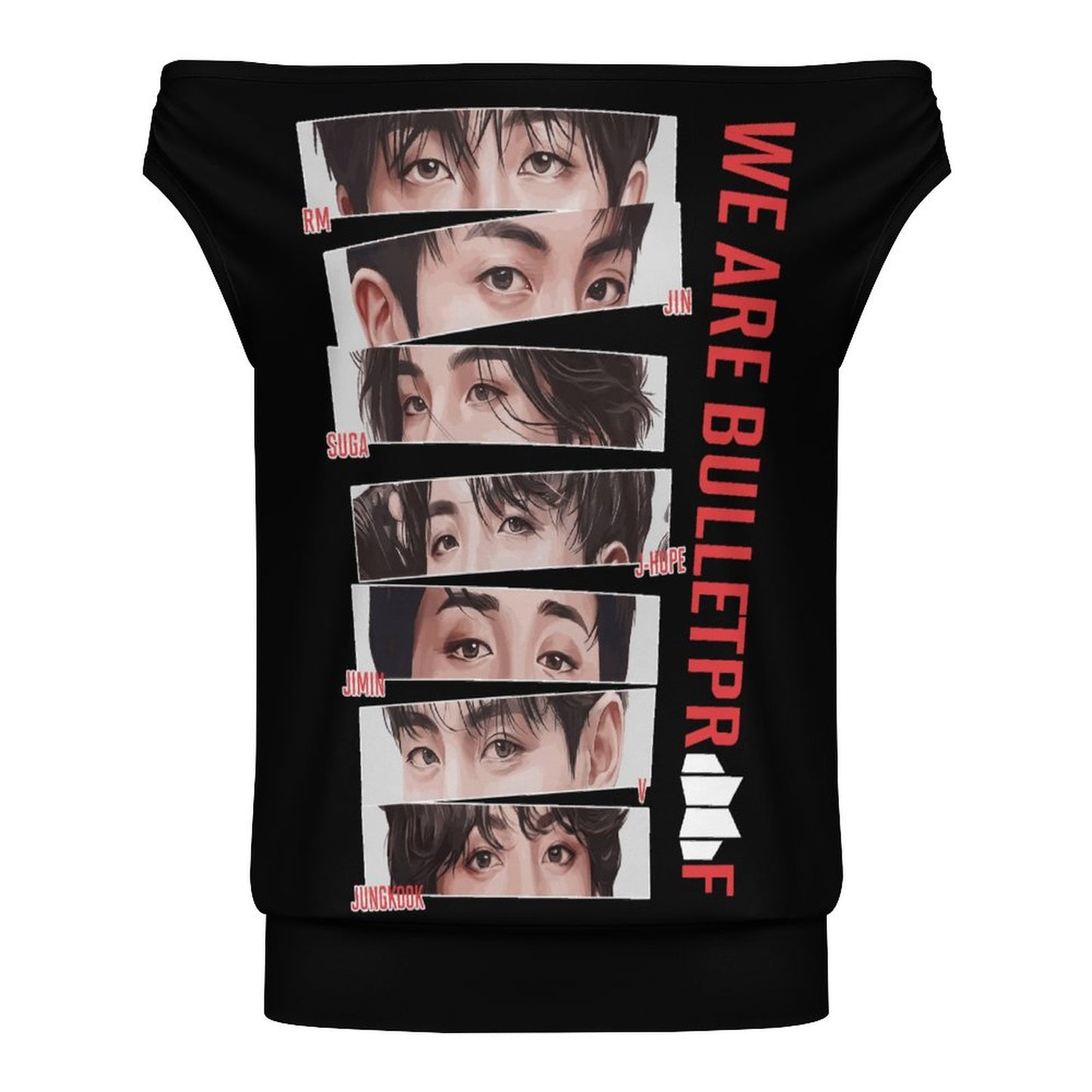 BTS Inspired Single Shoulder Top | We Are Bulletproof All-Over Print Tee