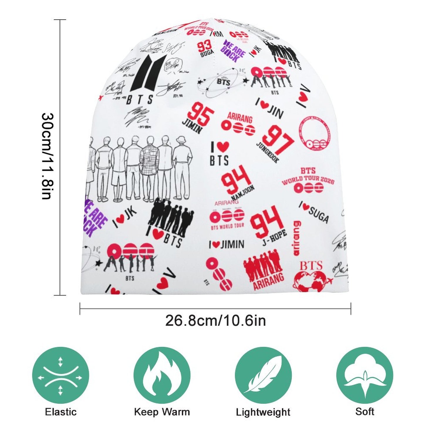 BTS Hooligan Inspired Streetwear Beanie | All-Over Print K-Pop Pullover Skull Cap for ARMY