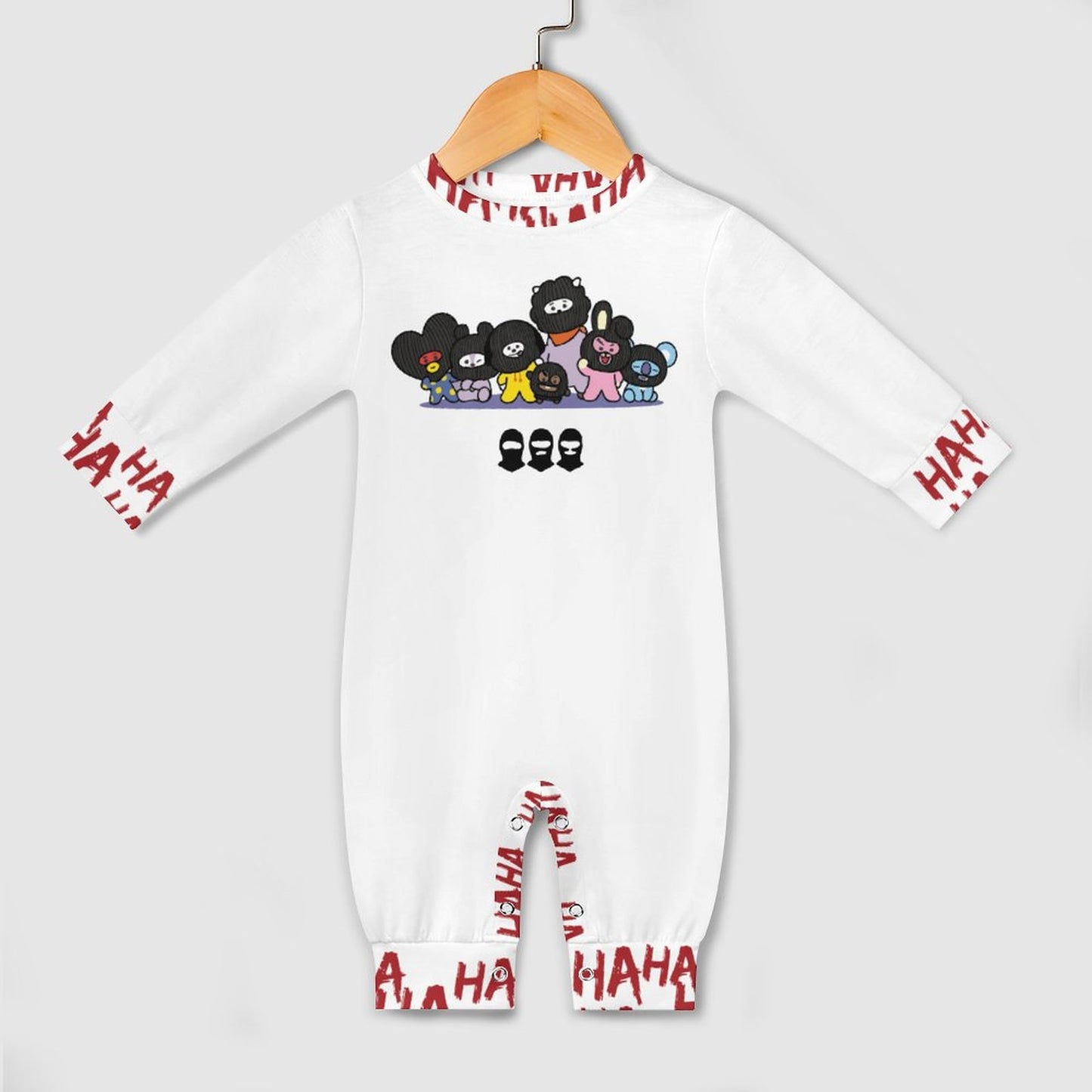 BT21 Hooligan Inspired Long Baby Romper – Premium Faux Cotton K-Pop Infused Onesie