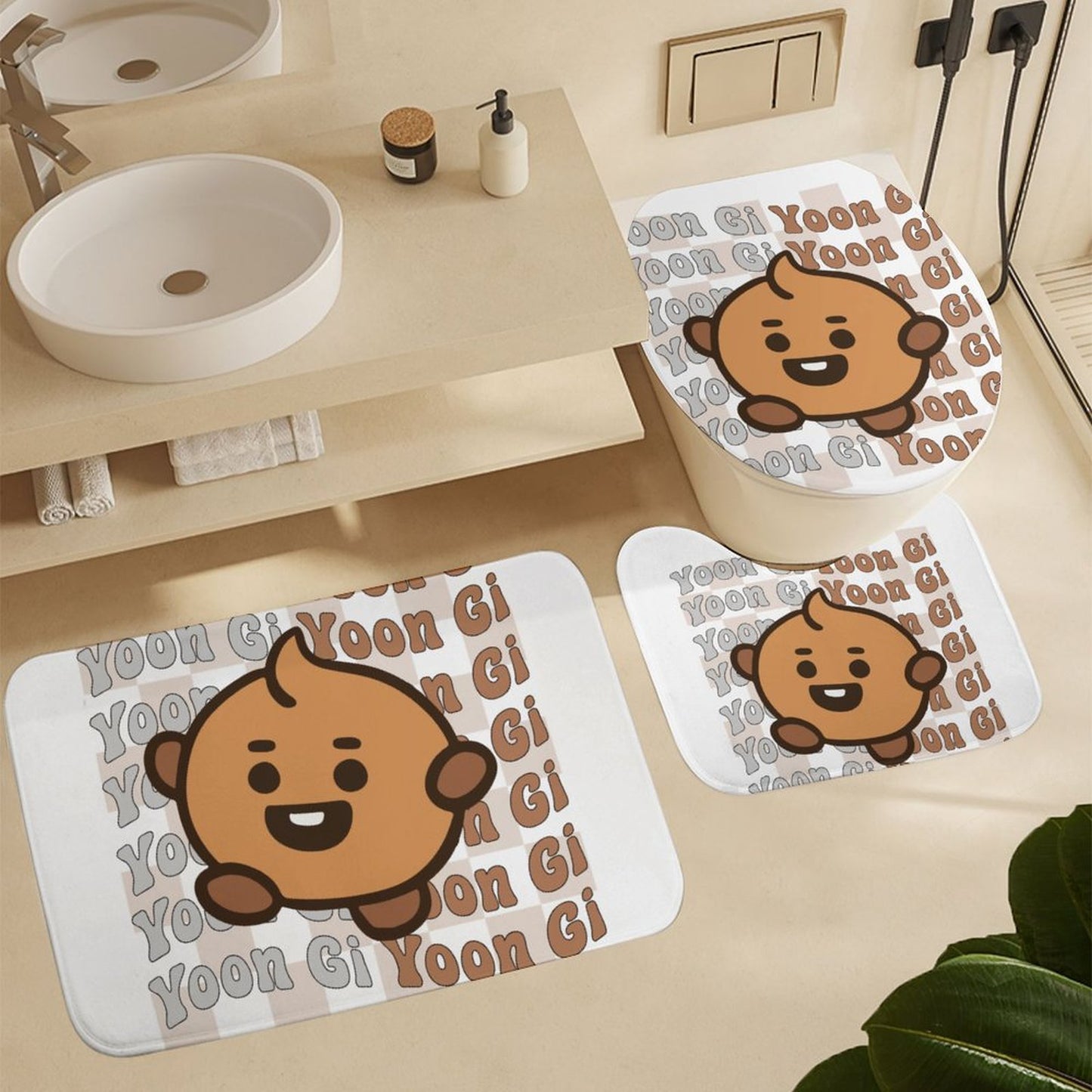 BT21 Shooky Suga Bathroom 4-Piece Set | K-Pop Fan Home Decor Gift