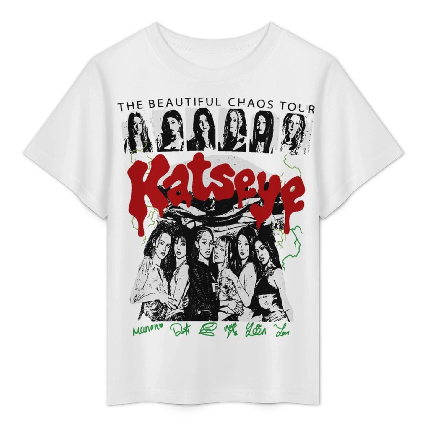Katseye Inspired All-Over Print Mesh Top | Sheer Short Sleeve Eyekon Fan Tee