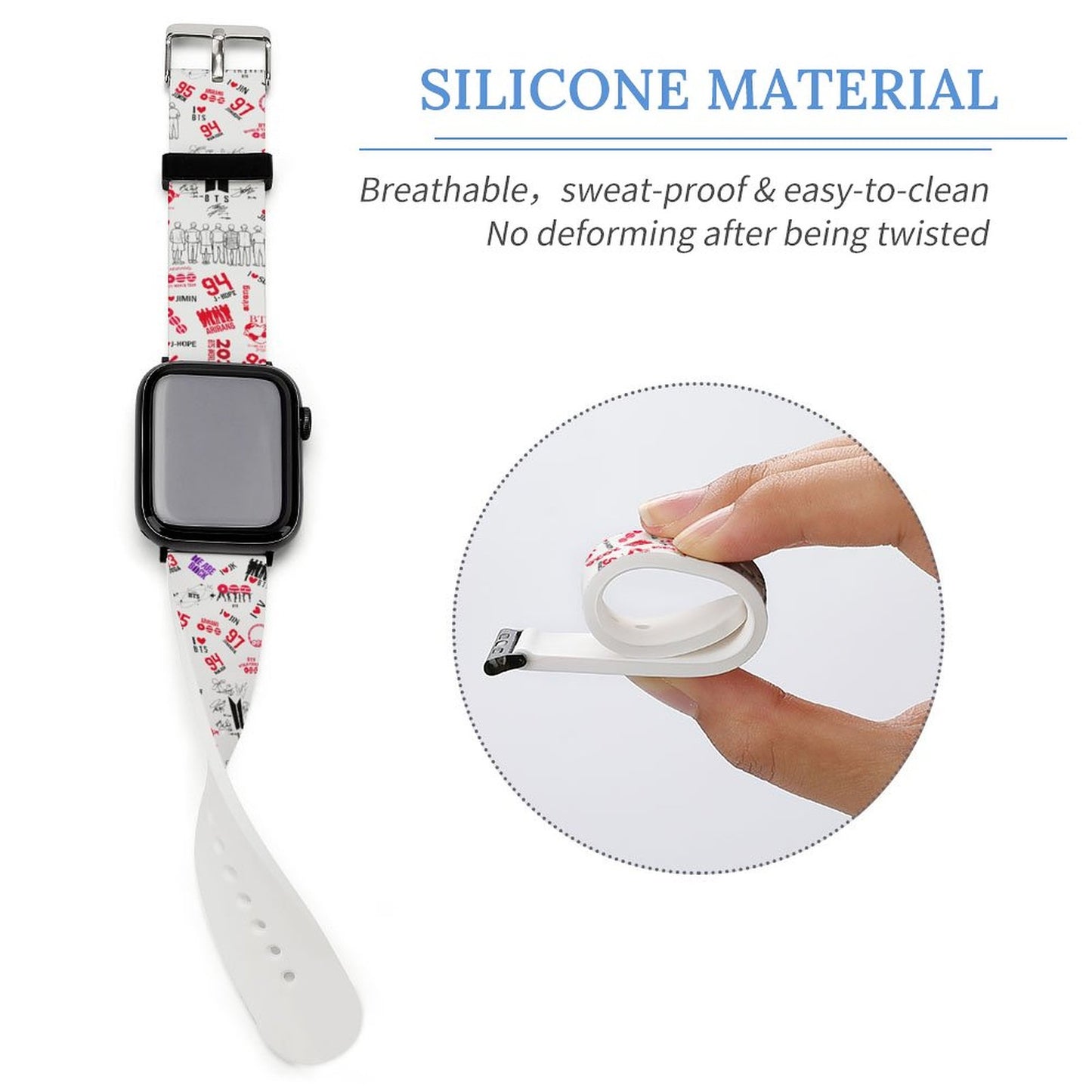 BTS Hooligan Style Silicone Apple Watch Band | Edgy K-Pop Streetwear Watch Strap for ARMY