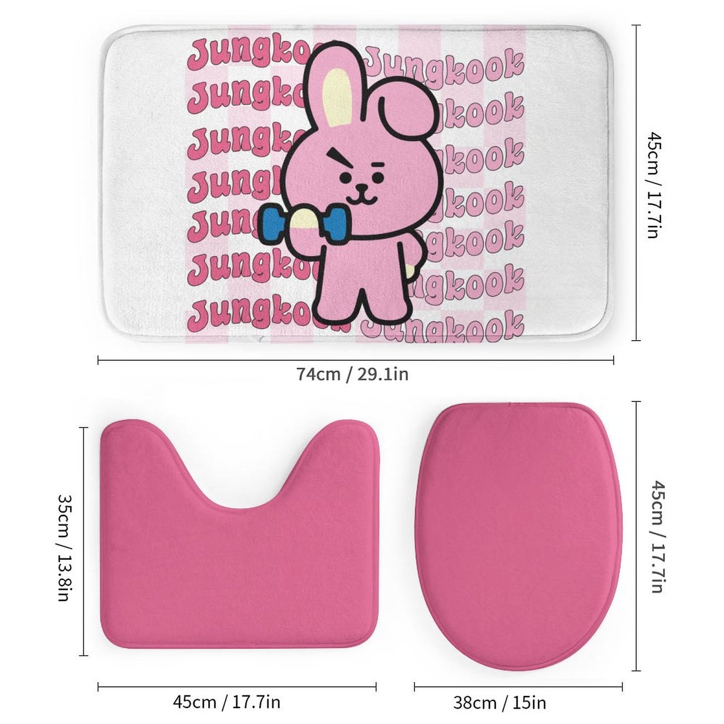 BT21 Cooky Jungkook Bathroom 4-Piece Set | K-Pop Fan Home Decor Gift