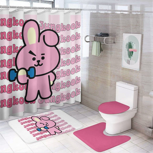 BT21 Cooky Jungkook Bathroom 4-Piece Set | K-Pop Fan Home Decor Gift