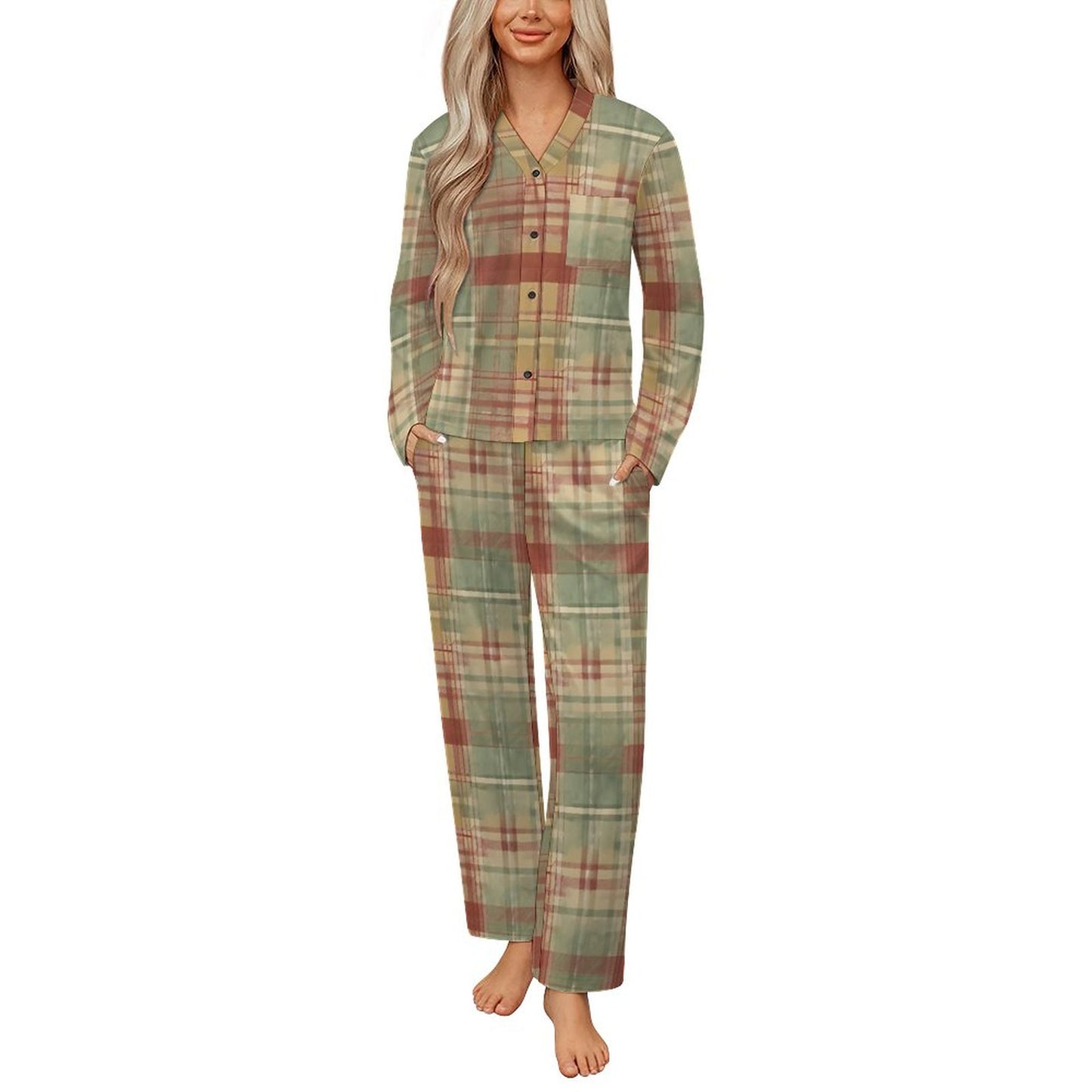 180gsm Women's V-Neck Pajama Set(All-Over Printing)