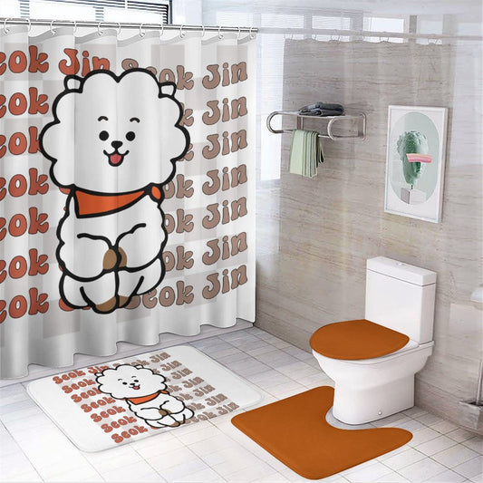 BTS Jin BT21 Bathroom 4-Piece Set | K-Pop Fan Home Decor Gift