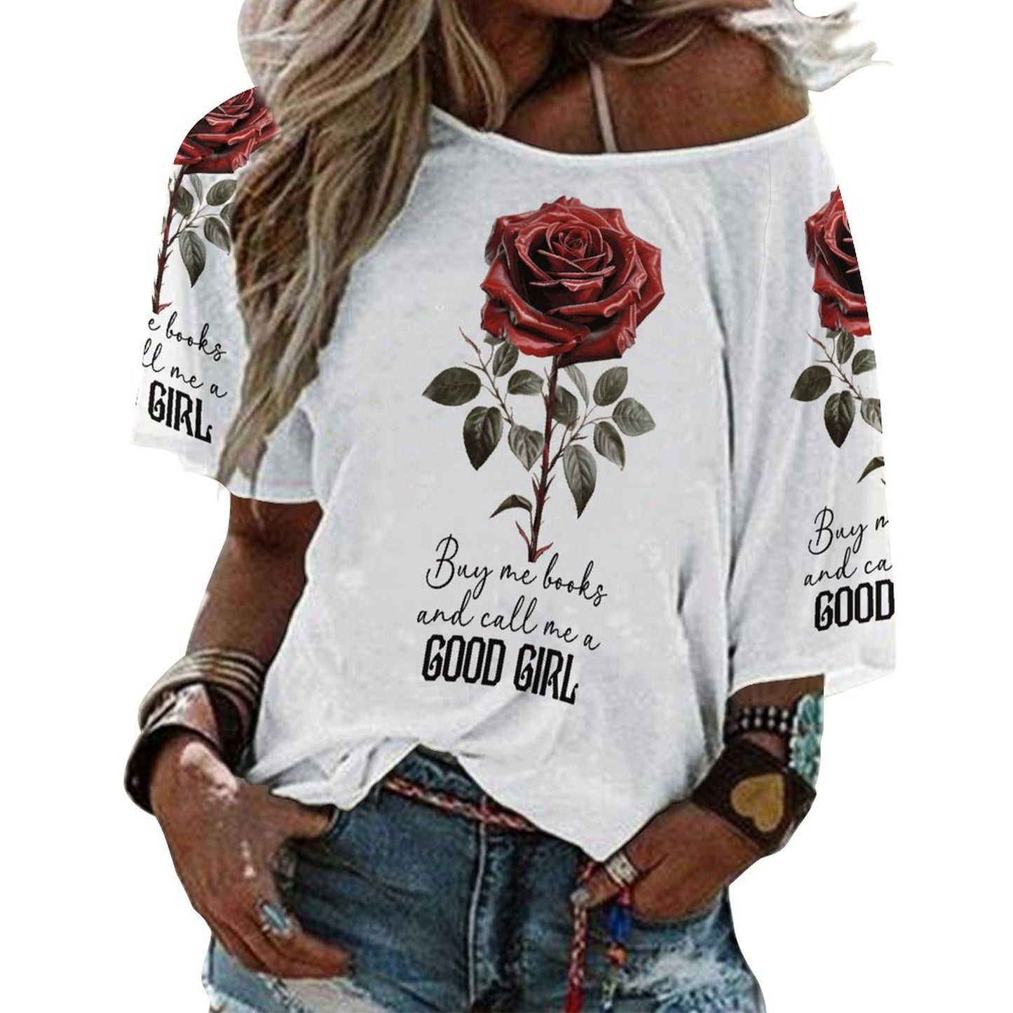 Buy Me All the Books Off-Shoulder Top | BookTok Inspired Funny Bookish Gift