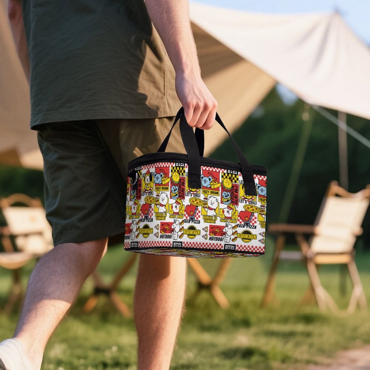 BT21 Inspired Portable Cooler Bag – Insulated Lunch Box & Picnic Travel Tote