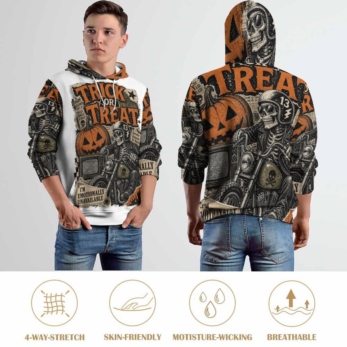 Trick or Treat Emotionally unavailable  Women's Graphic Hoodie (All-Over Printing)