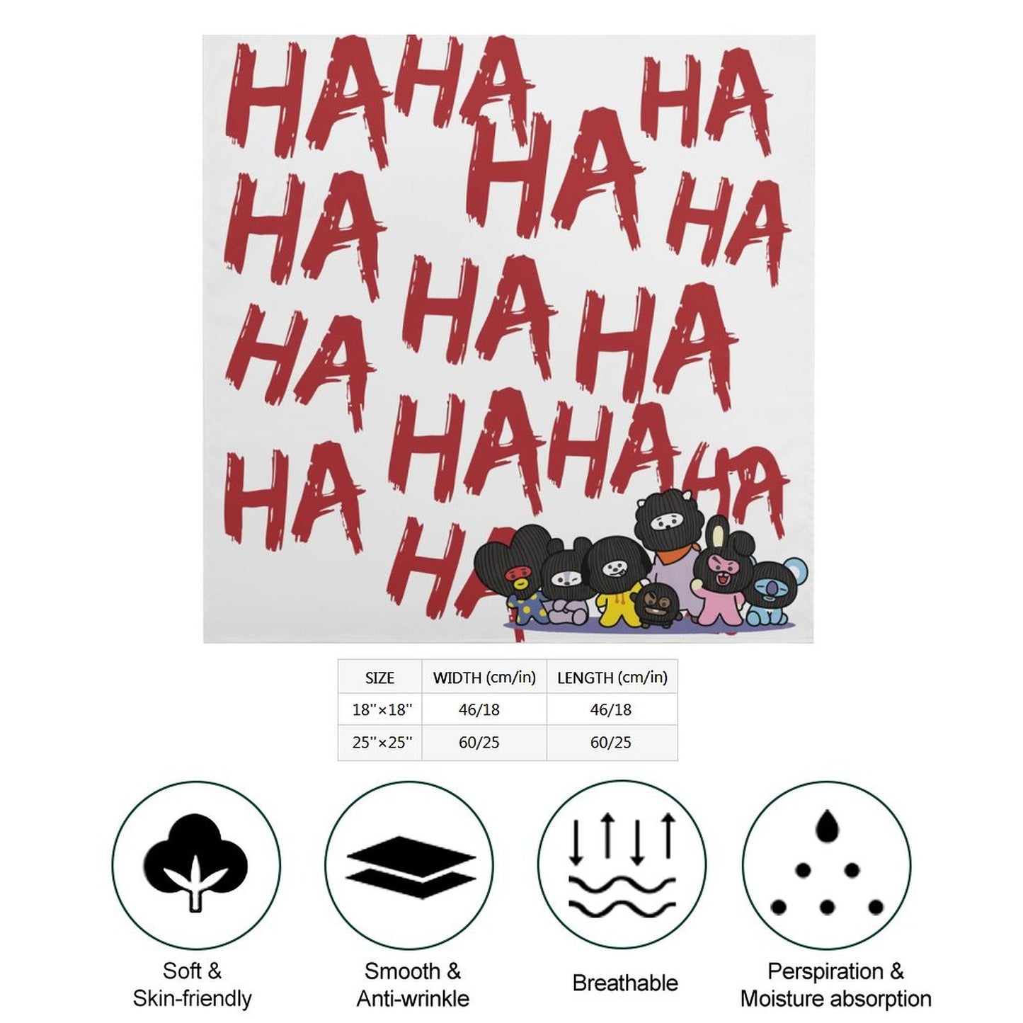 BT21 Inspired Square Scarf – Hooligan Style Imitated Silk Kpop Merch Hair Wrap