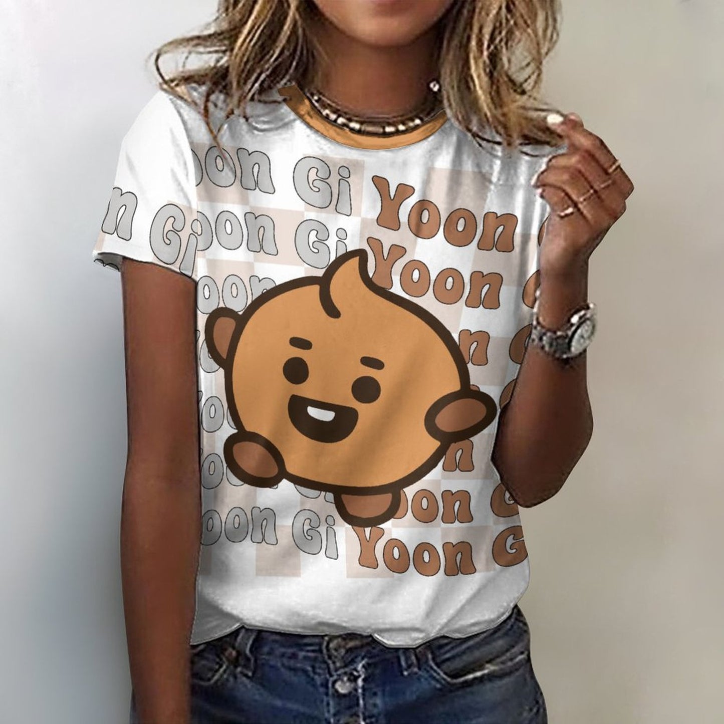 BT21 Shooky Suga Women's Cotton T-Shirt | K-Pop Fan Merch All-Over Print