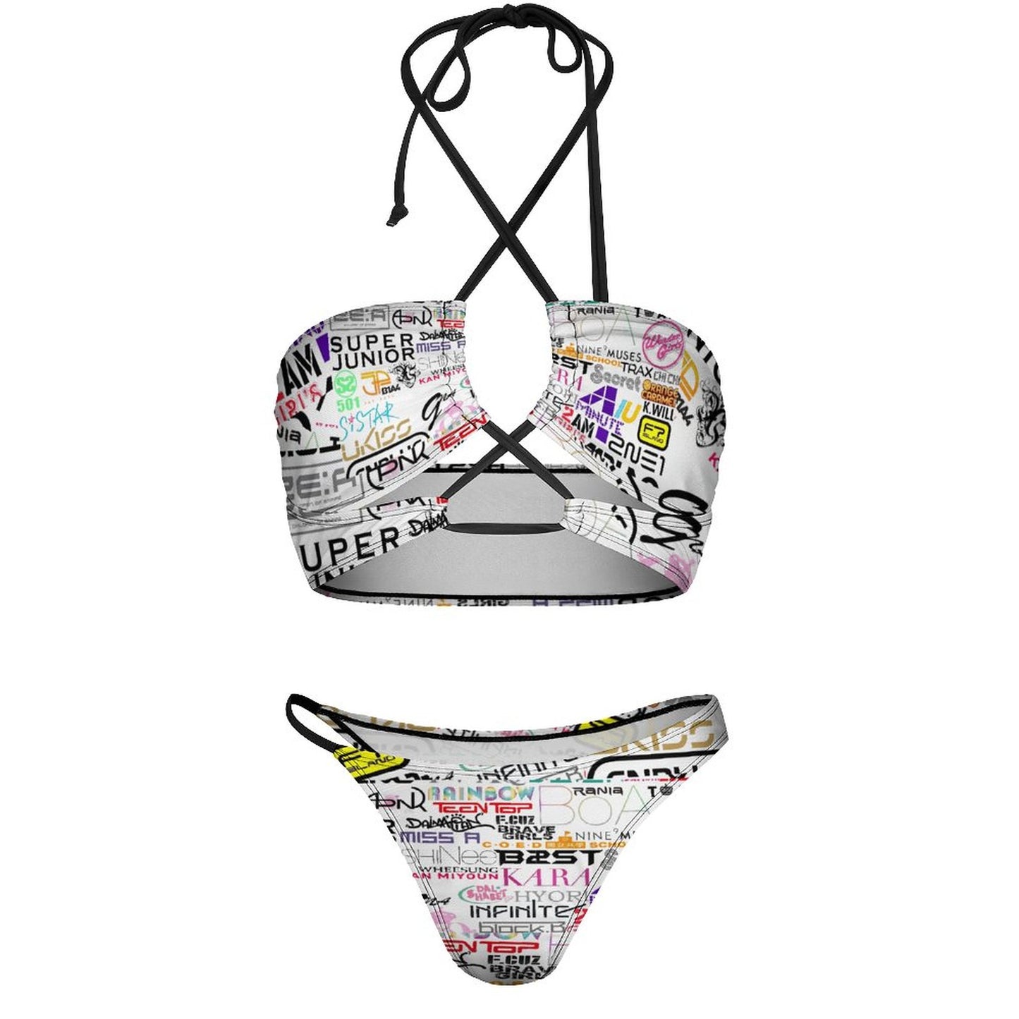 Kpop Custom Bikini Swimsuit | All-Over Print Halter Two-Piece