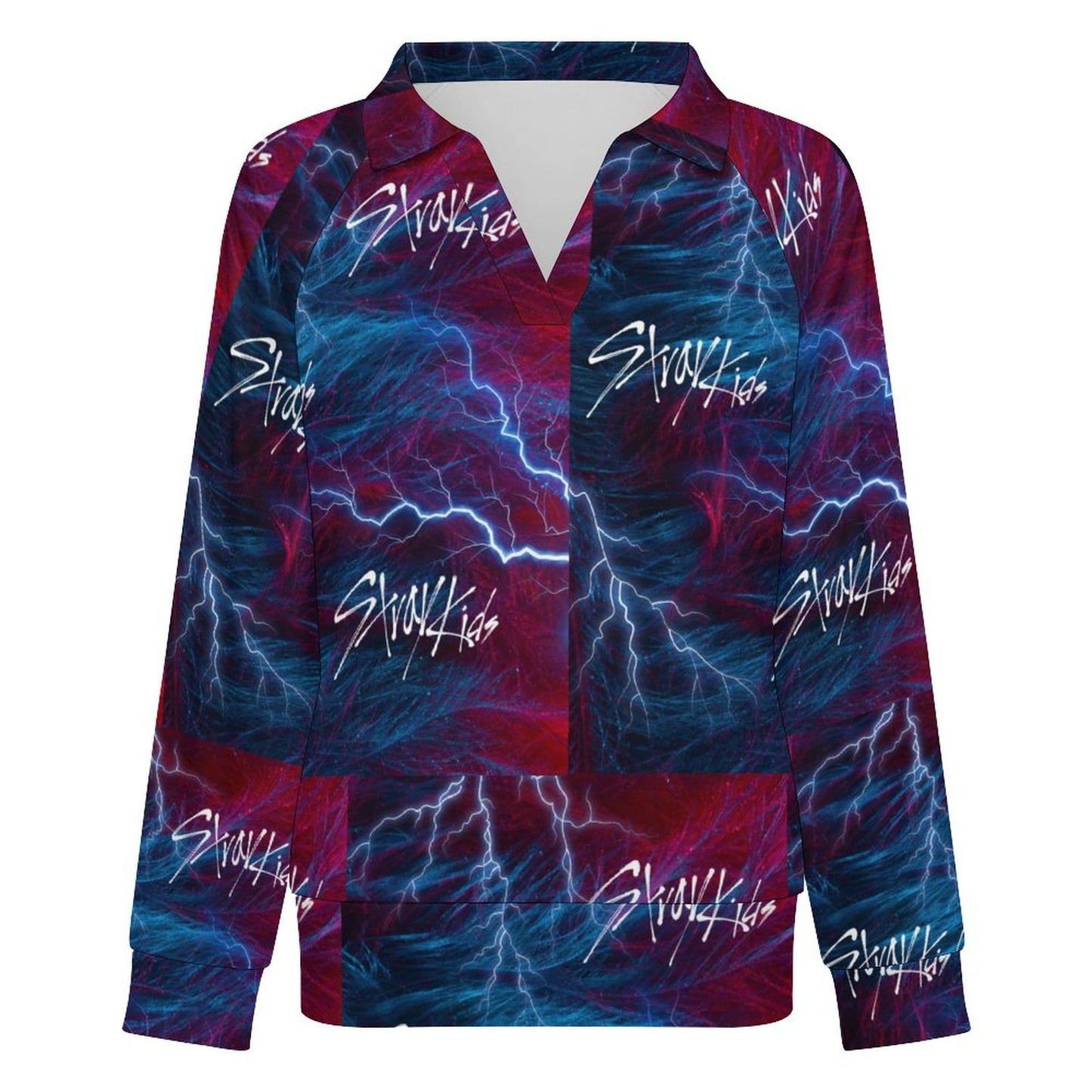 170gsm Casual Long Sleeve V-Neck Sweatshirt(All-Over Printing)