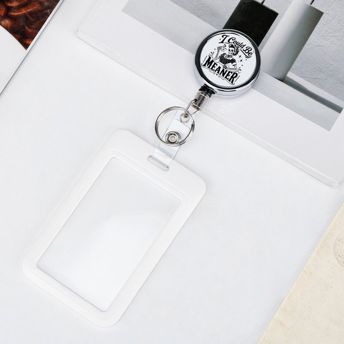 I Could Be Meaner Retractable Badge Reel – Sassy Metal Badge Clip for Nurses & Teachers