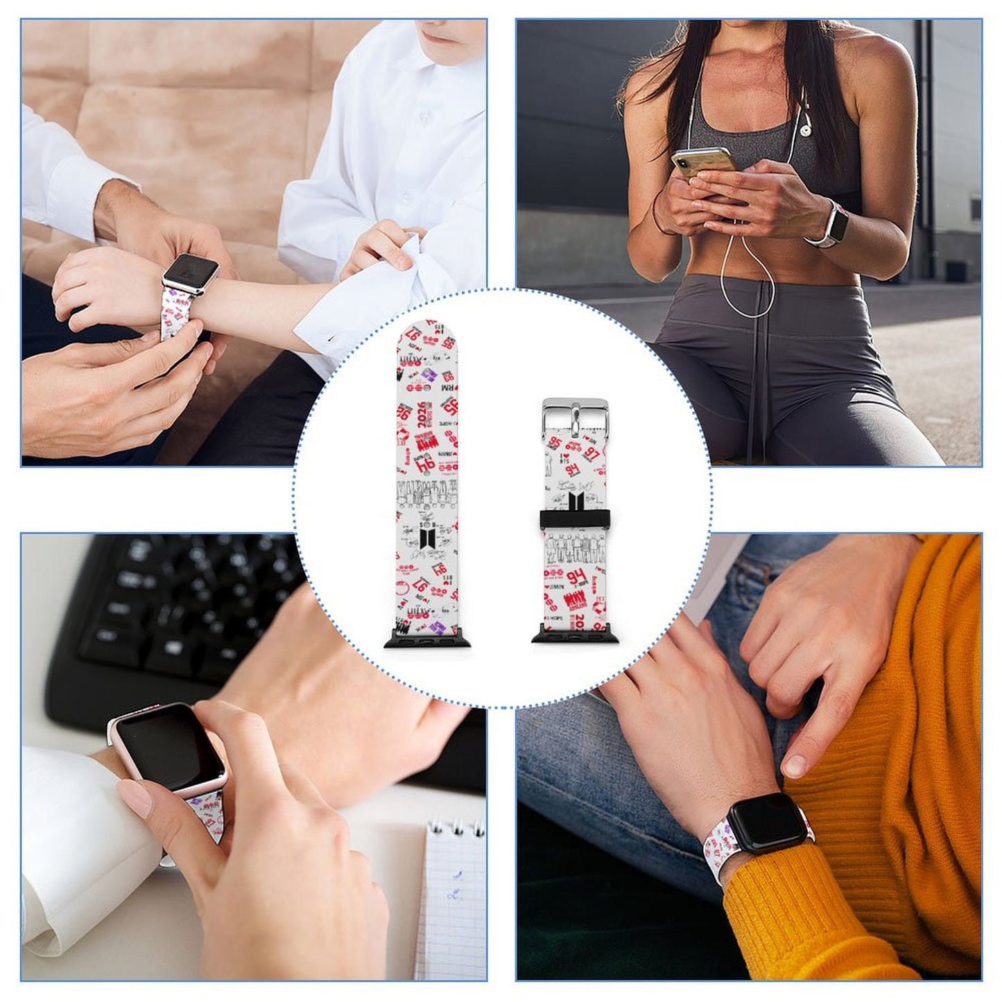 BTS Hooligan Style Silicone Apple Watch Band | Edgy K-Pop Streetwear Watch Strap for ARMY
