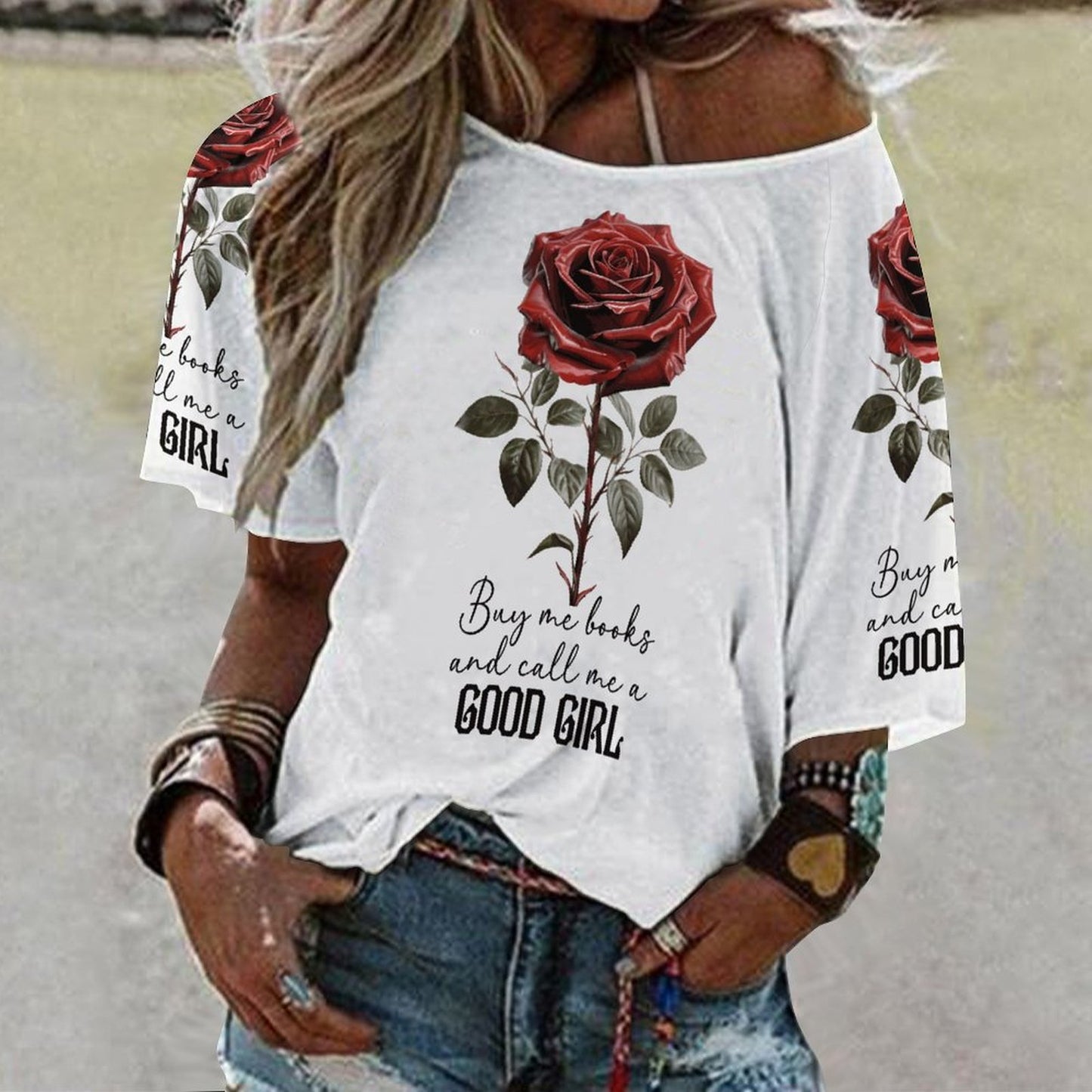 Buy Me All the Books Off-Shoulder Top | BookTok Inspired Funny Bookish Gift