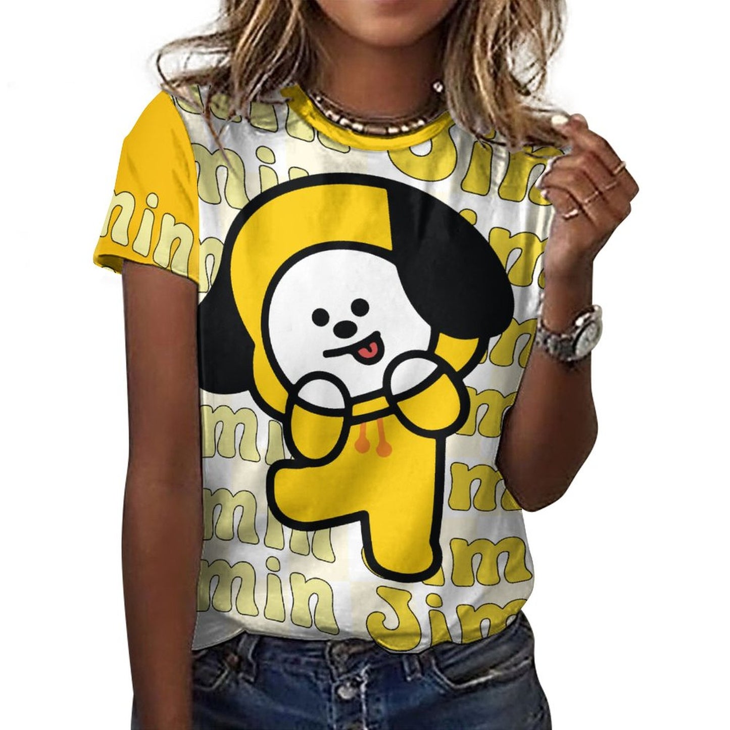 BT21 Chimmy Jimin Women's Cotton T-Shirt | K-Pop Fan Merch All-Over Print