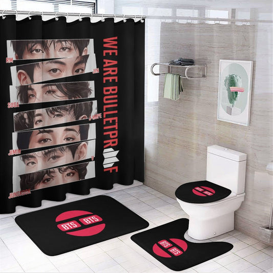 BTS Army 'We Are Bulletproof' Bathroom 4-Piece Set | K-Pop Fan Home Decor