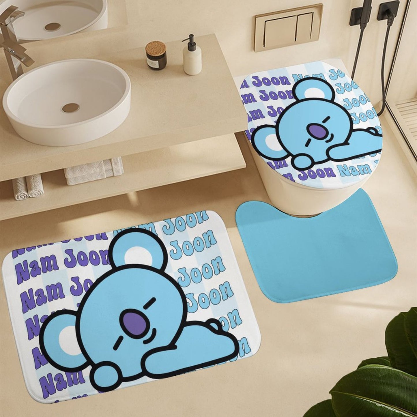 BT21 Koya RM Namjoon Bathroom 4-Piece Set | K-Pop Fan Home Decor Gift