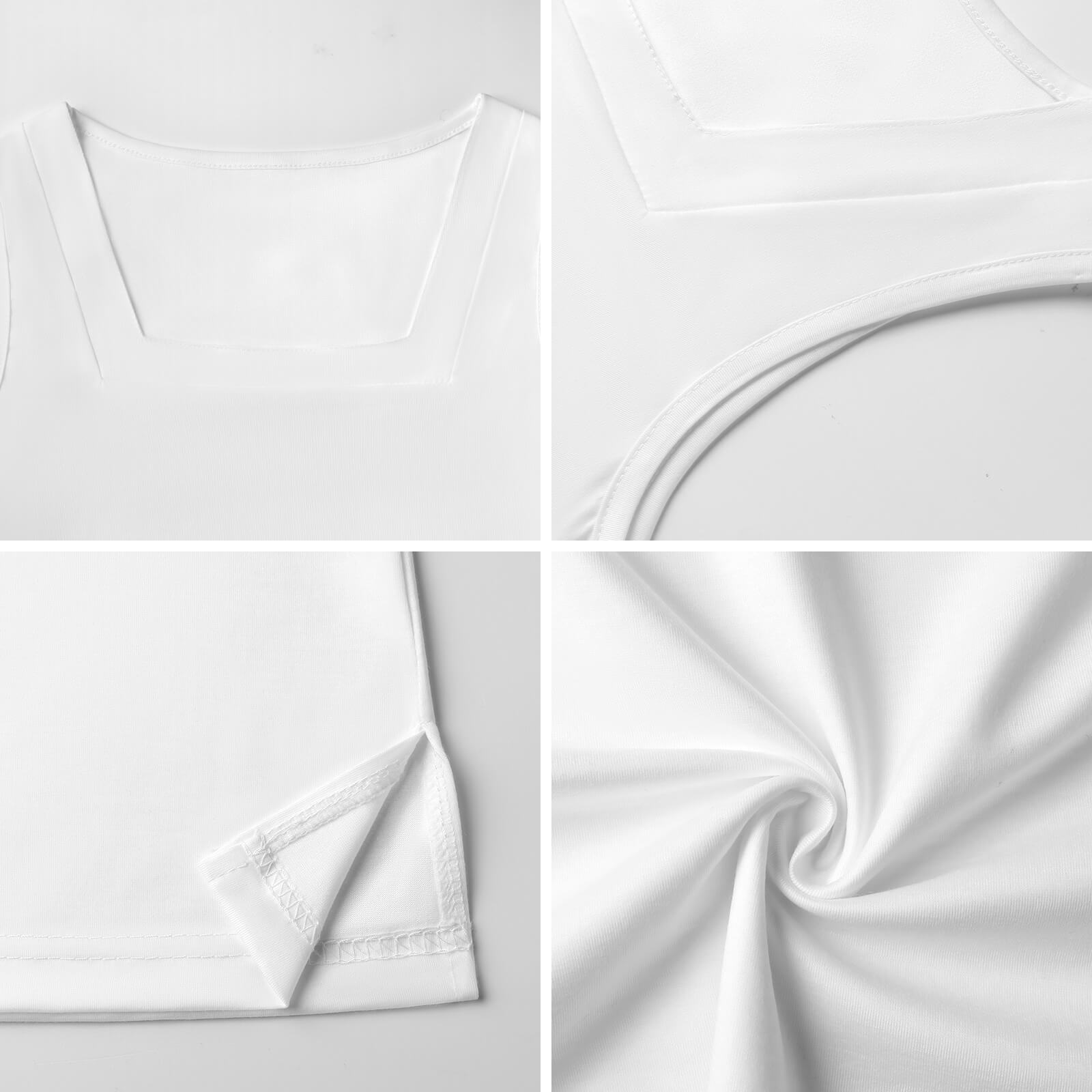 Close-up texture detail view of the white 200gsm premium faux cotton blend fabric showcasing a soft, flexible knit node knot detail.