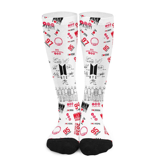 BTS Hooligan Style All-Over Print Crew Socks | Edgy K-Pop Streetwear Aesthetic Socks for ARMY