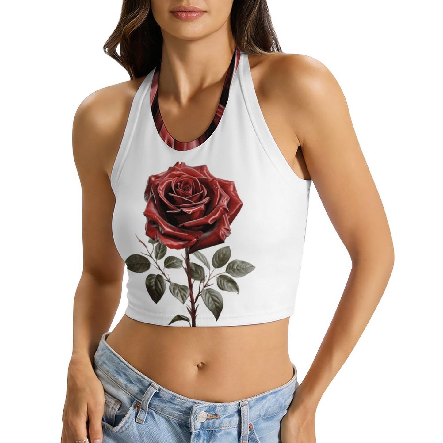 Roses Are Red Halter Tie Vest | Beach Vacation Swimwear Gift