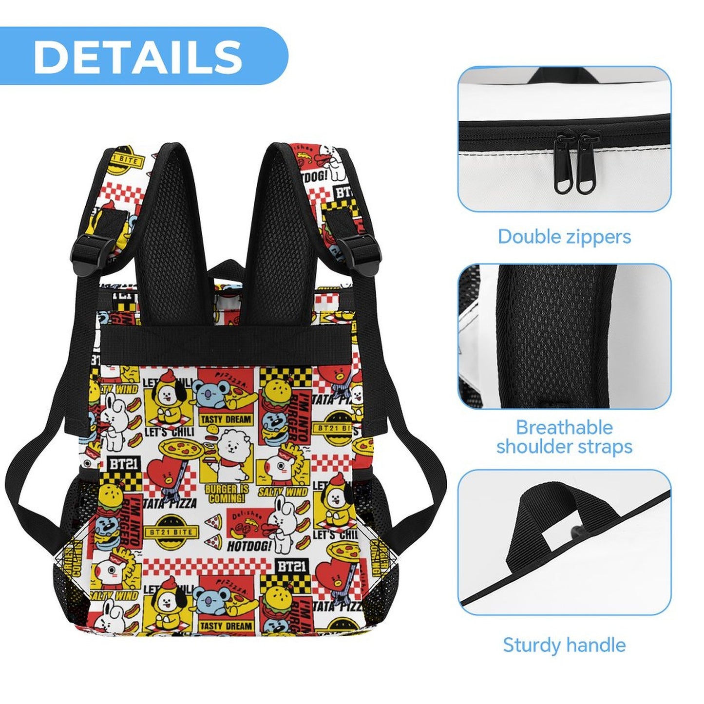 BT21 Inspired Insulated Ice Pack Backpack – All-Over Print K-Pop Picnic & Travel Bag