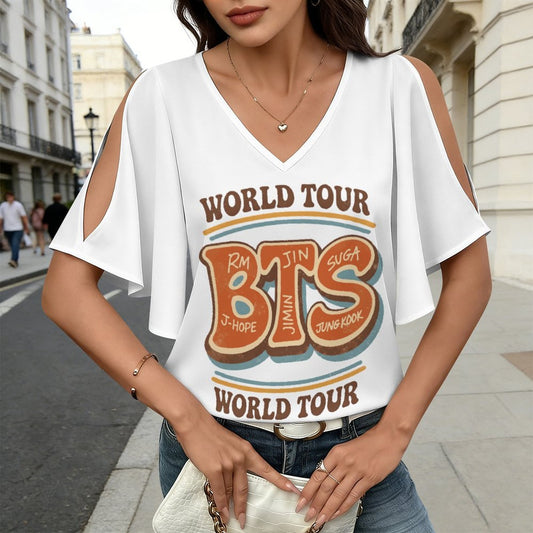 Close-up design layout of the BTS World Tour 2026 Hooligan graphic print with text and map detailing.