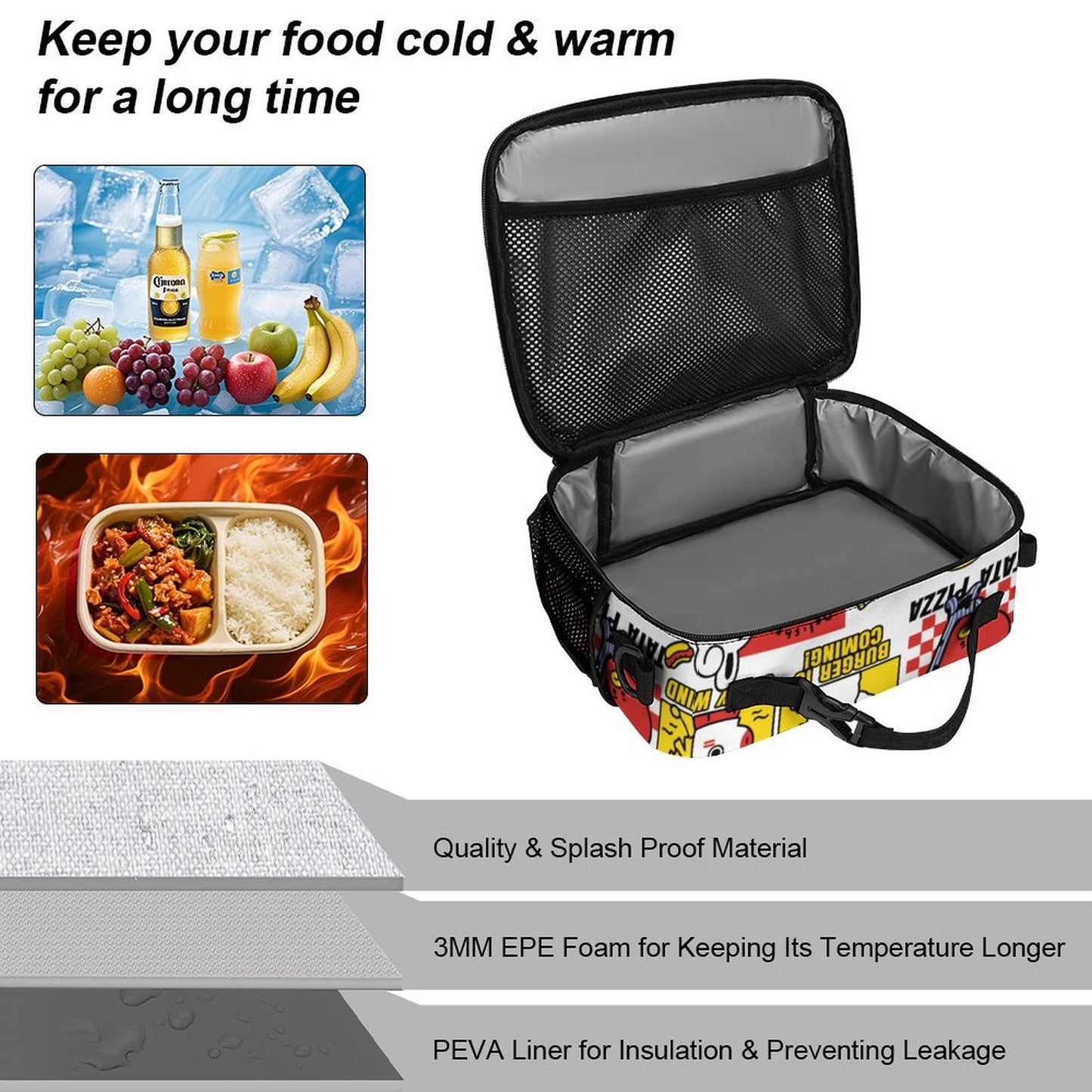 BT21 Inspired Large Capacity Insulated Lunch Bag – K-Pop Aesthetic Crossbody Tote