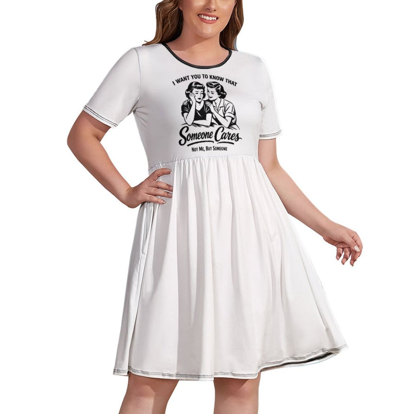 Someone Cares Not Me Funny Plus Size Dress - Sarcastic A-Line Swing Dress