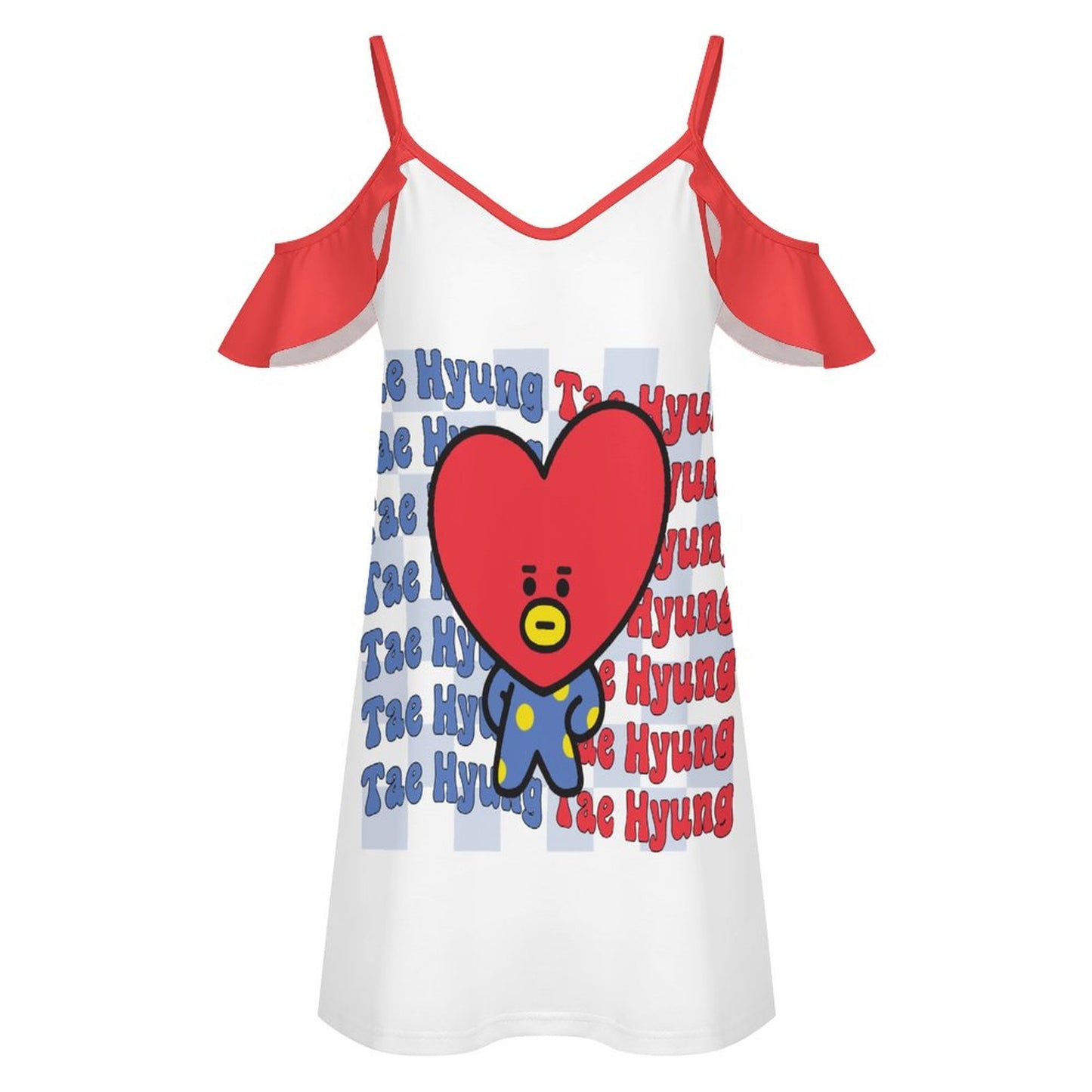 BT21 Tata V Taehyung Ruffle Spaghetti Strap Dress | K-Pop Fan Merch