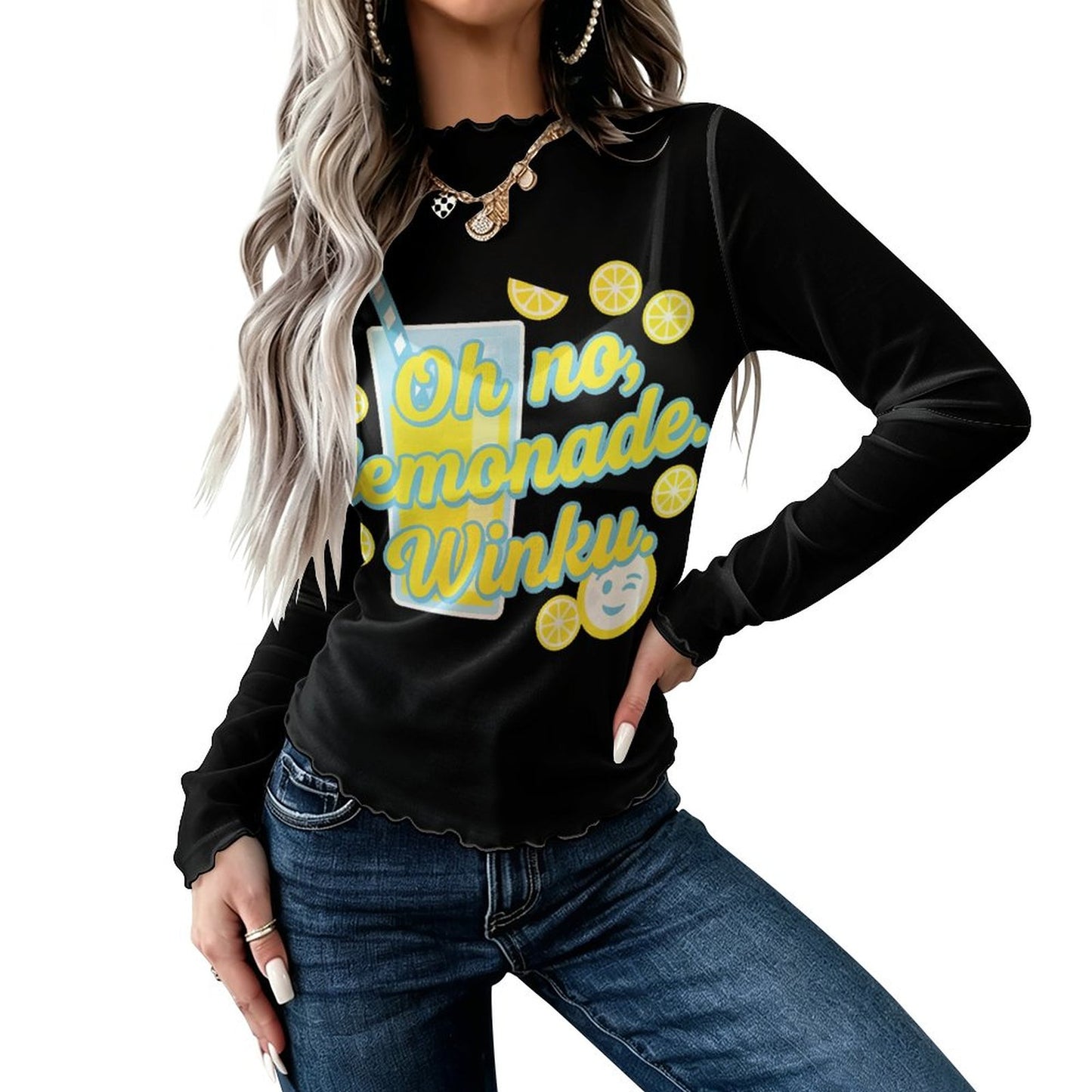 100gsm High Neck Mesh Top For Women(All-Over Printing) — front view