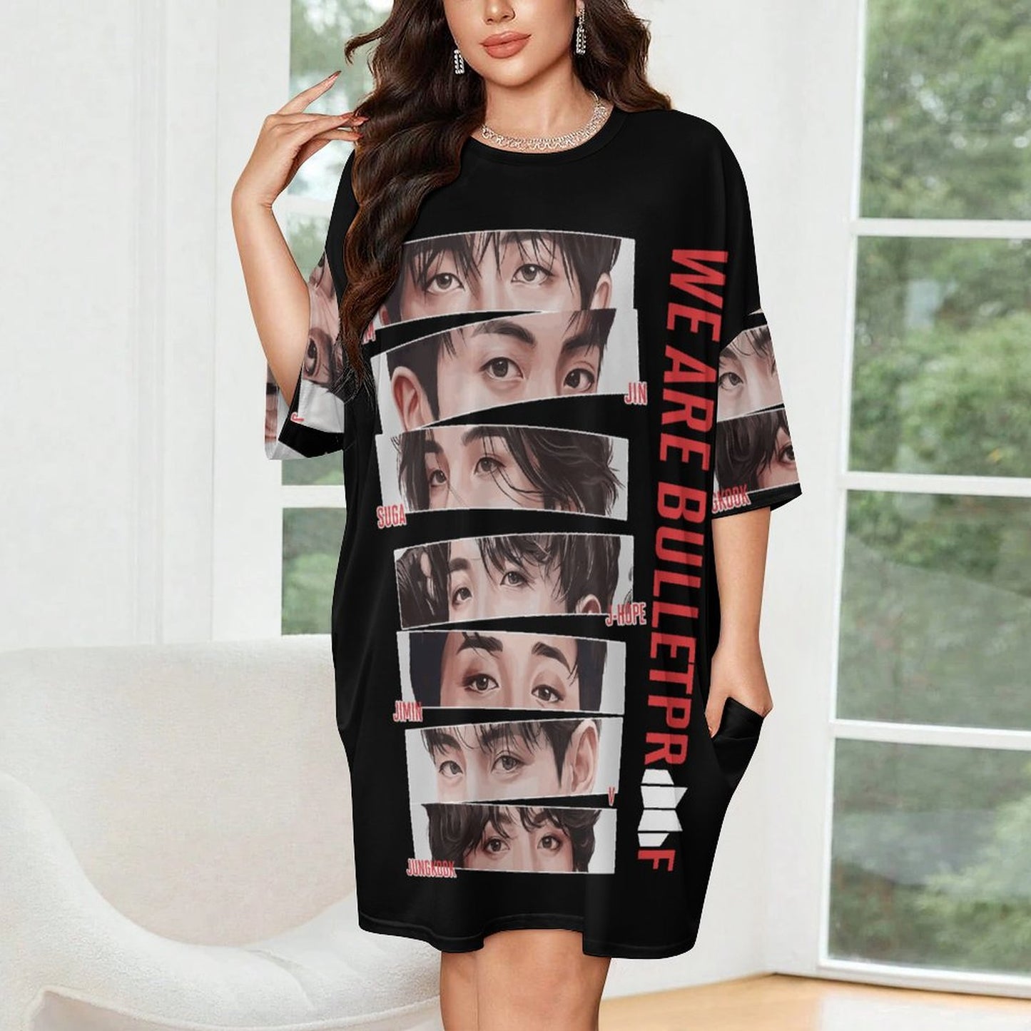 BTS Army 'We Are Bulletproof' Ice Silk Nightdress | K-Pop Fan Loungewear