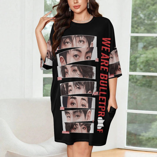 BTS Army 'We Are Bulletproof' Ice Silk Nightdress | K-Pop Fan Loungewear