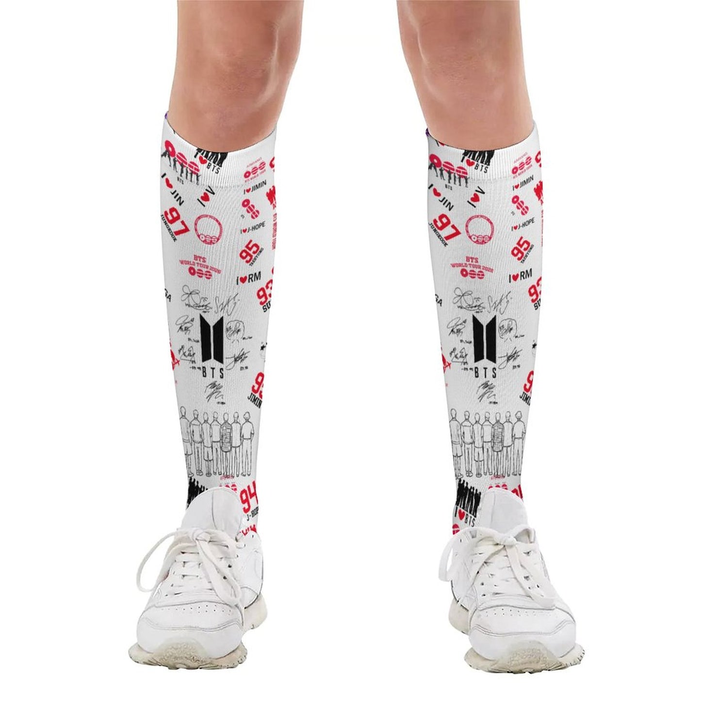BTS Hooligan Style All-Over Print Crew Socks | Edgy K-Pop Streetwear Aesthetic Socks for ARMY