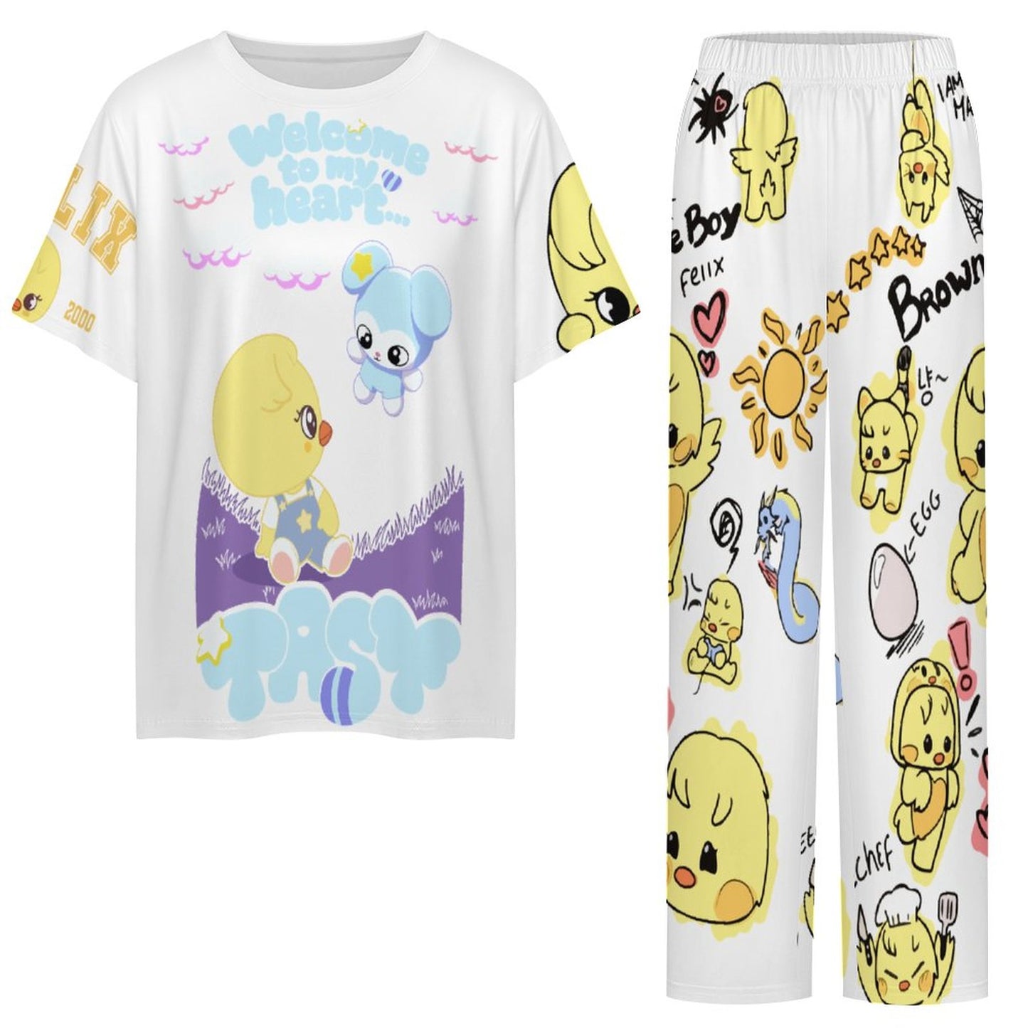 180gsm Short Sleeved Pajama Set(All-Over Printing)