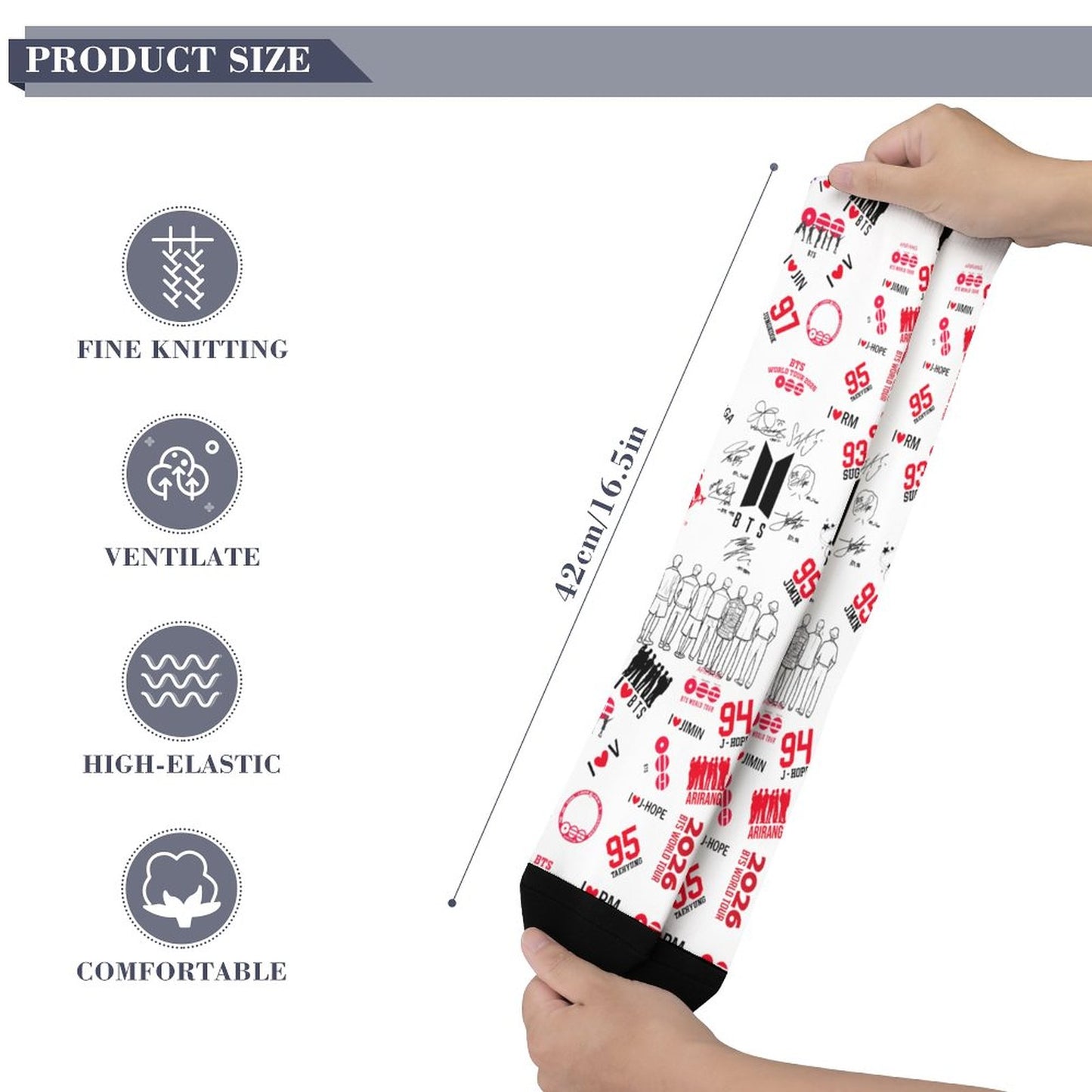 BTS Hooligan Style All-Over Print Crew Socks | Edgy K-Pop Streetwear Aesthetic Socks for ARMY