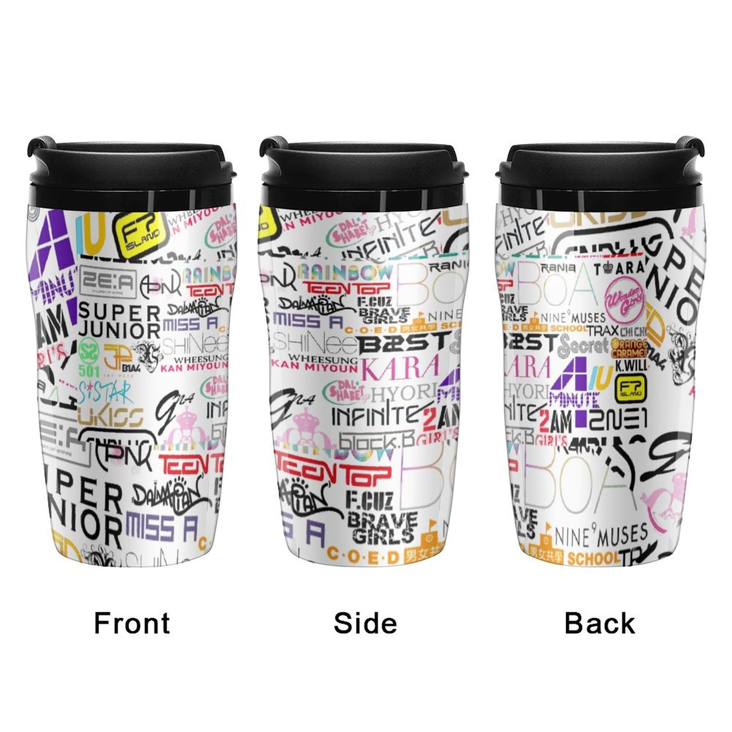 Kpop Stan Custom Coffee Mug | Double-Wall Insulated Travel Mug with Flip Lid