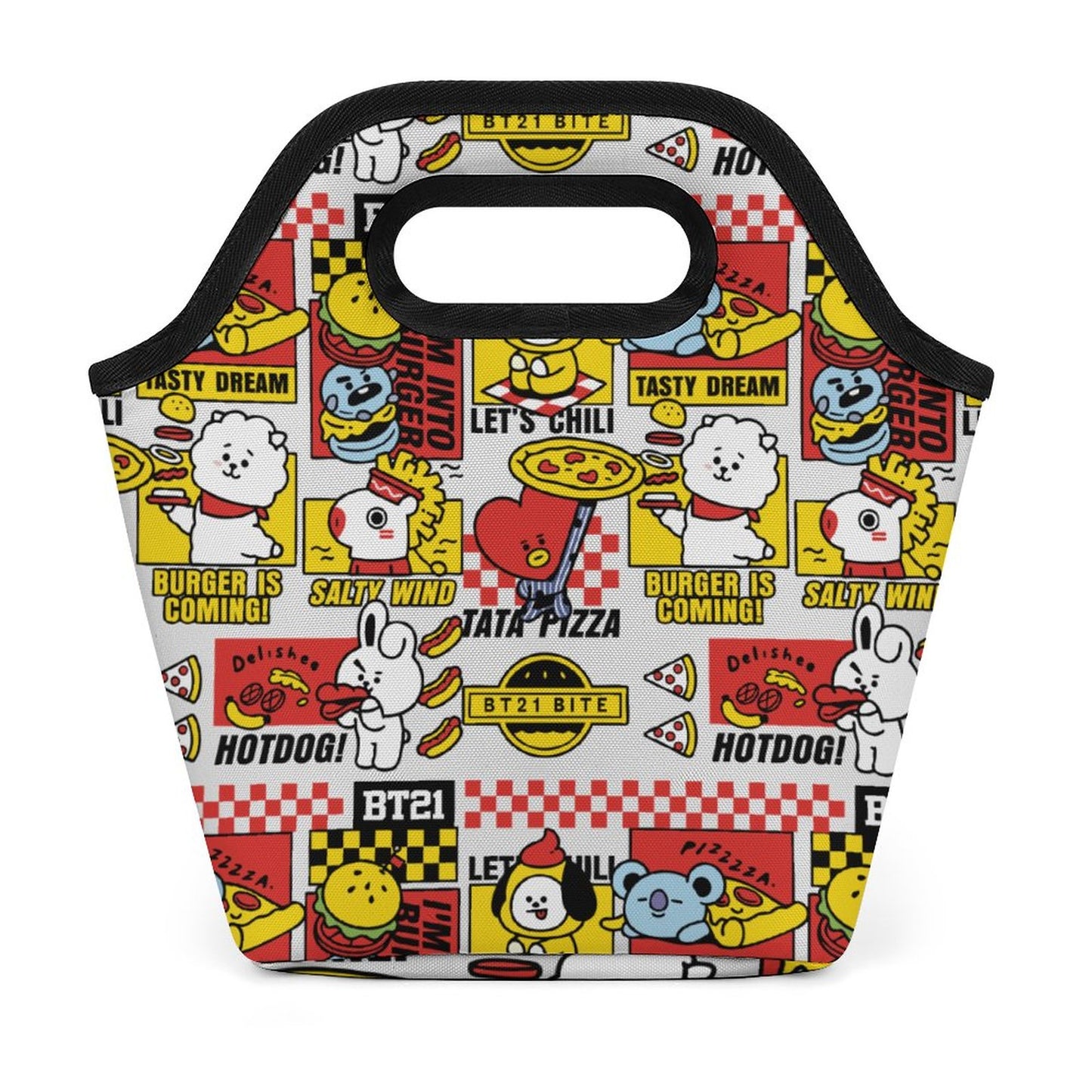 BT21 Inspired Portable Lunch Tote Bag – All-Over Print K-Pop Insulated Meal Organiser