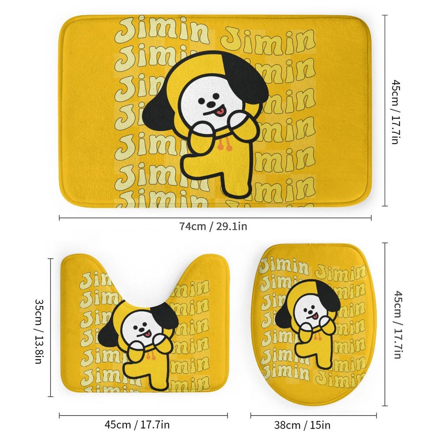 BT21 Chimmy Jimin Bathroom 4-Piece Set | K-Pop Fan Home Decor Gift