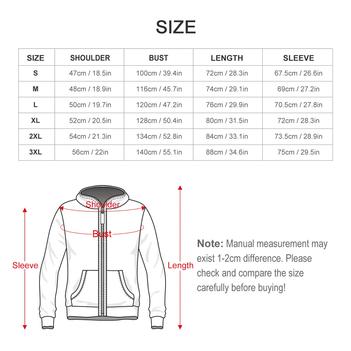 280gsm Full Zip Hoodie For Men(All-Over Printing)