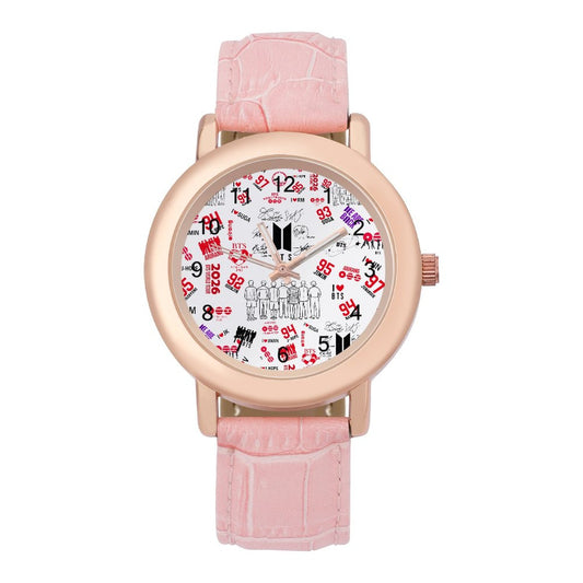 BTS Hooligan Inspired Minimalist Wristwatch | Elegant K-Pop PU Leather Band Watch for ARMY