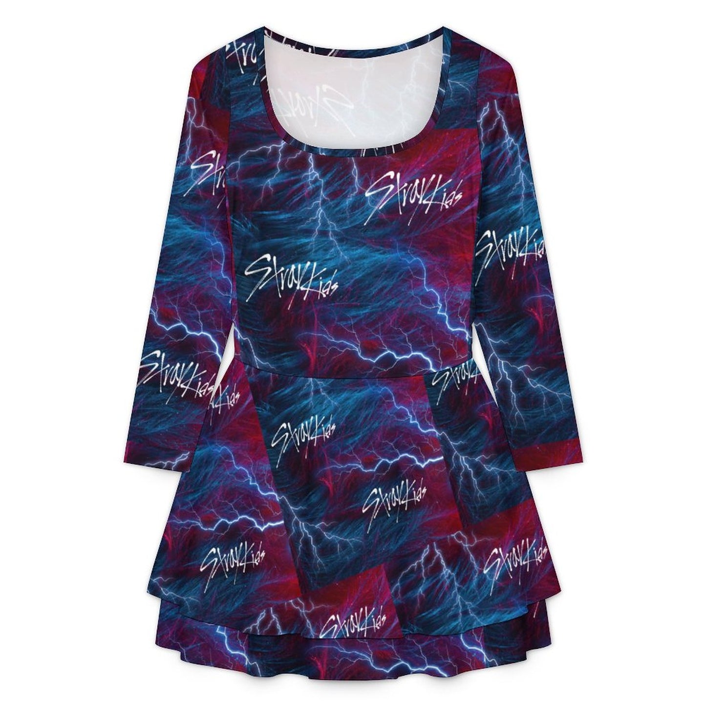 200gsm Women’s Square Neckline Ruffle Dress(All-Over Printing)