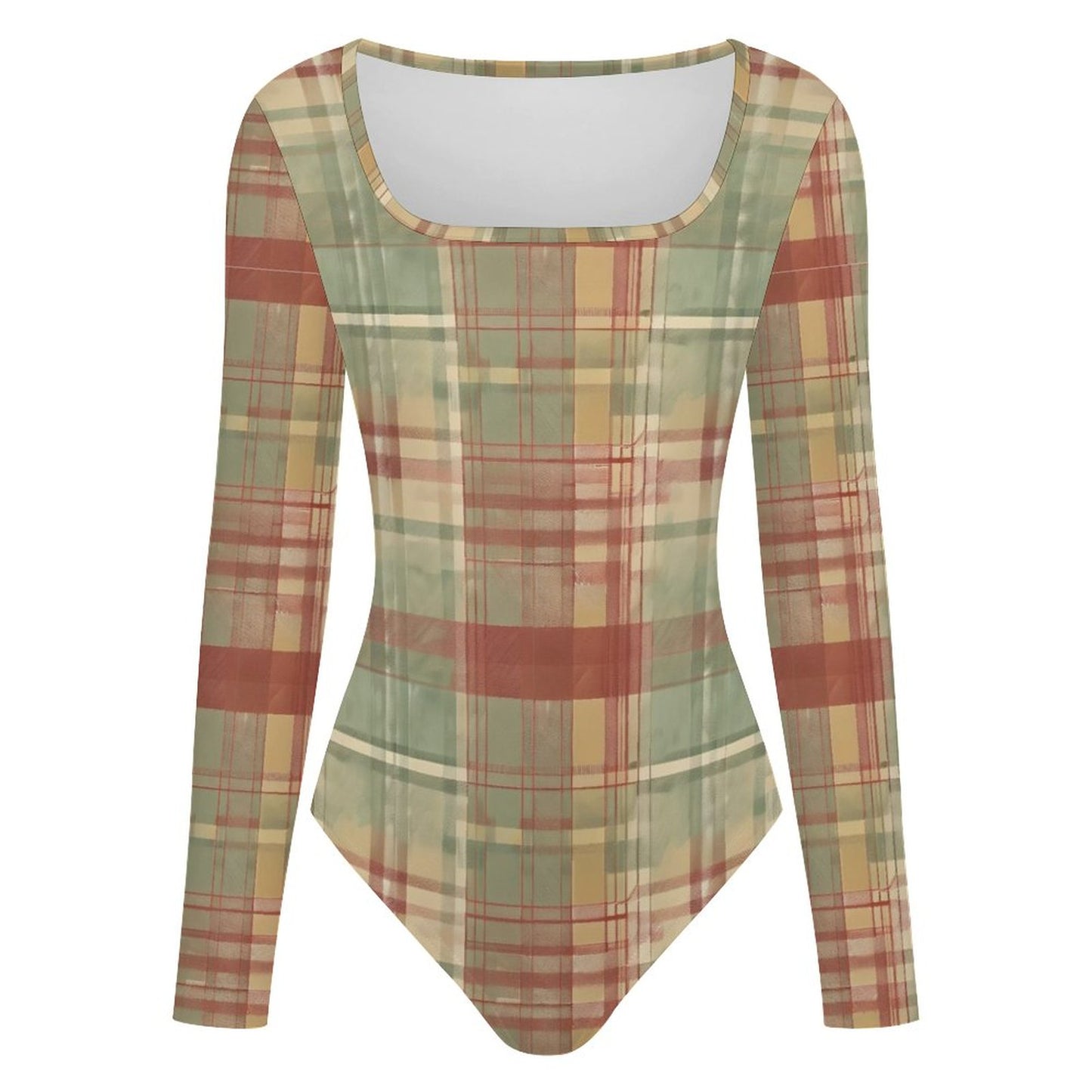 Square Collar Long Sleeved Jumpsuit(All-Over Printing)