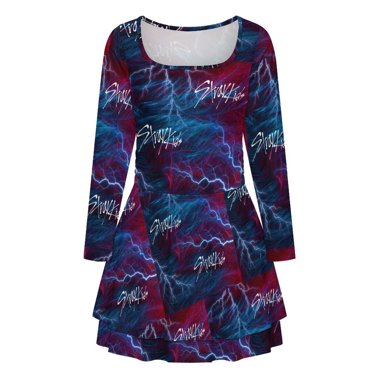 200gsm Women’s Square Neckline Ruffle Dress(All-Over Printing)