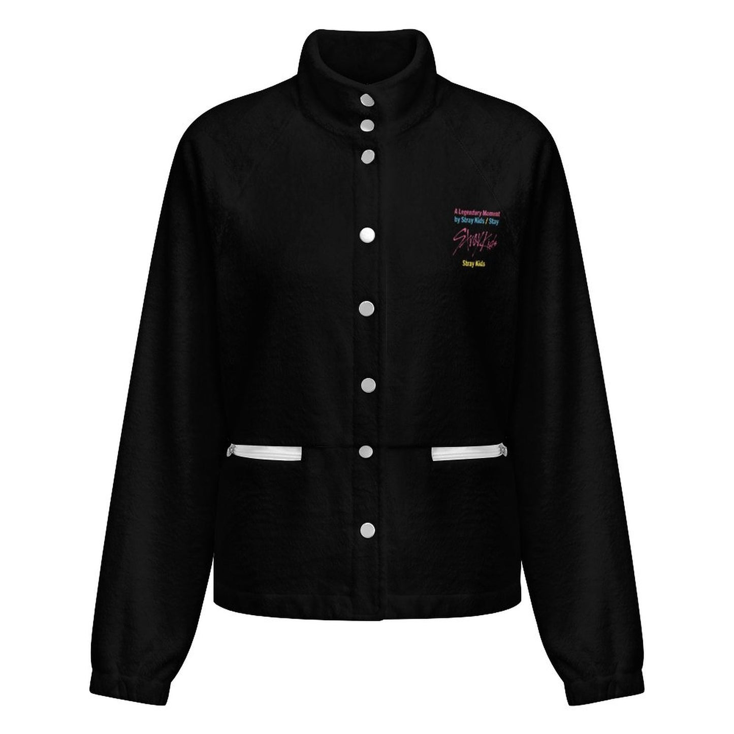 Women's Stand-Up Collar Fleece Jacket(All-Over Printing) — detail close-up