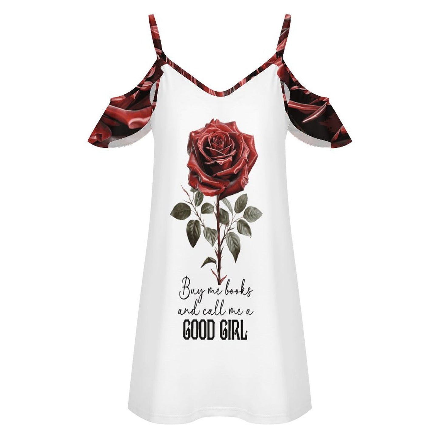 Buy Me All the Books Ruffle Spaghetti Strap Dress | BookTok Inspired Bookish Gift