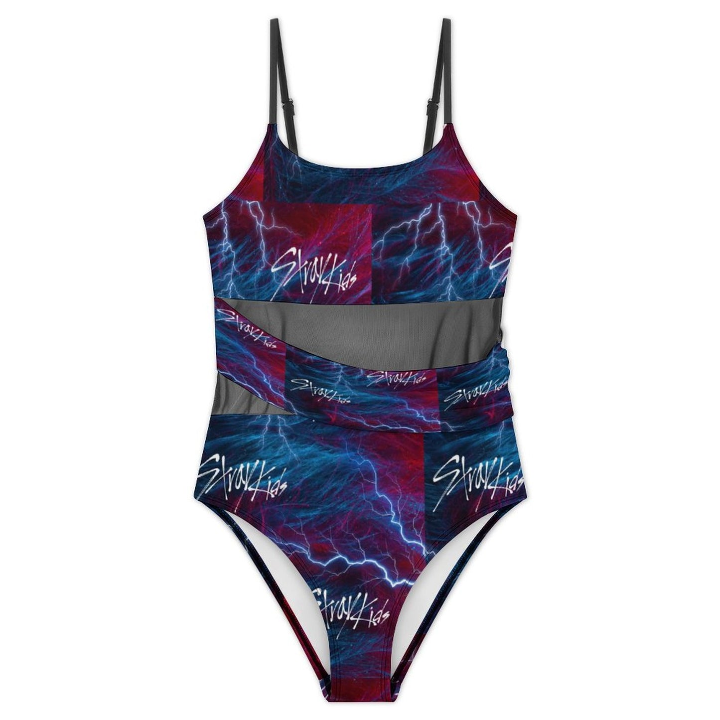 190gsm Mesh Splicing One-Piece Swimsuit(All-Over Printing)